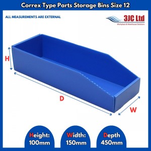 Correx Type Parts Storage Bins Size 12